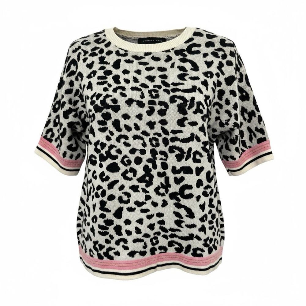 Endless Rose Anthropologie leopard print short-sleeve sweater Size S/M